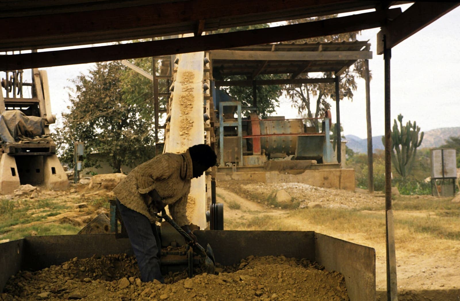 A small-scale gold stamp mill in Zimbabwe